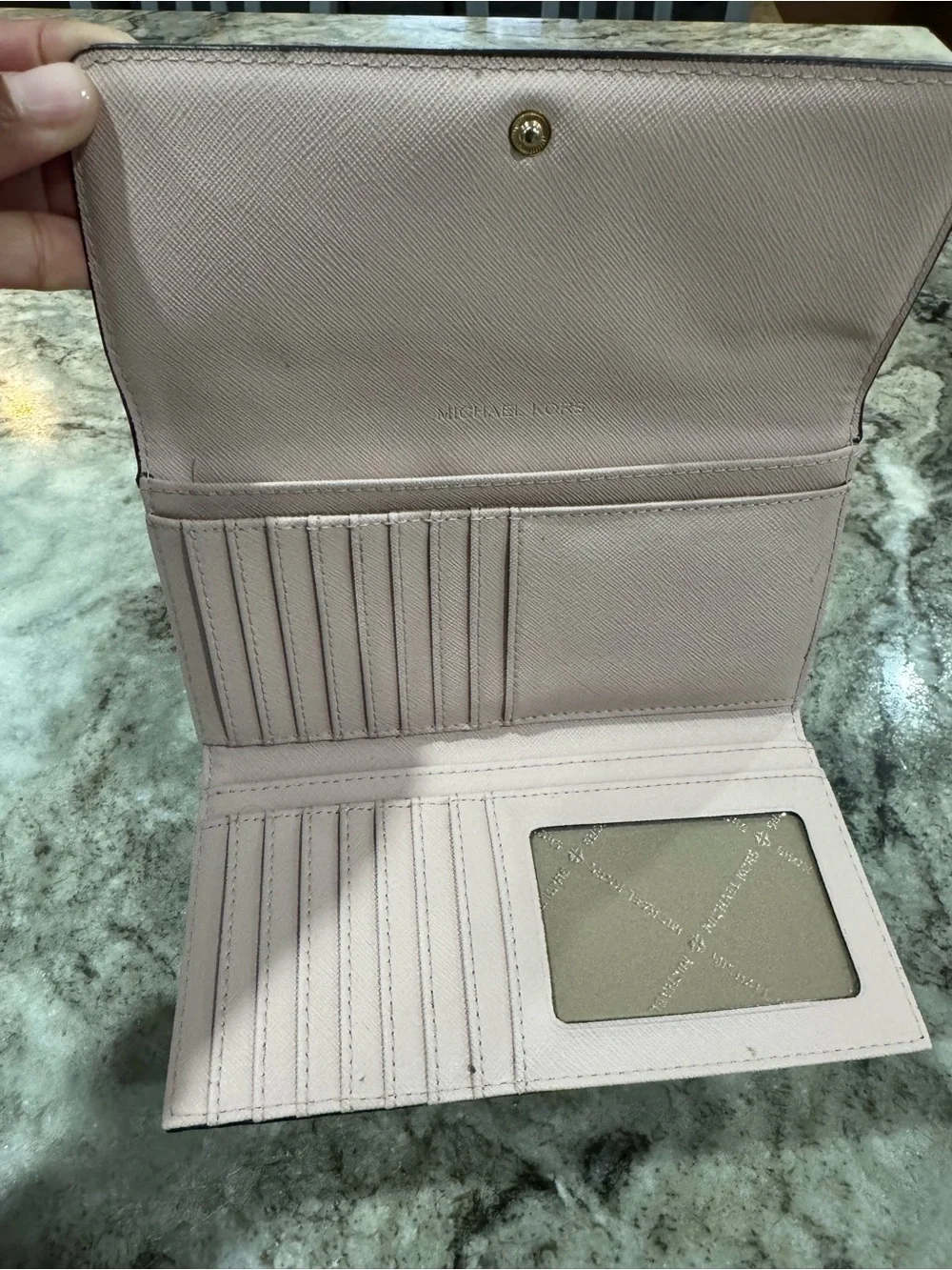 Michael Kors Blush Saffiano Leather Continental Wallet with Gold Logo